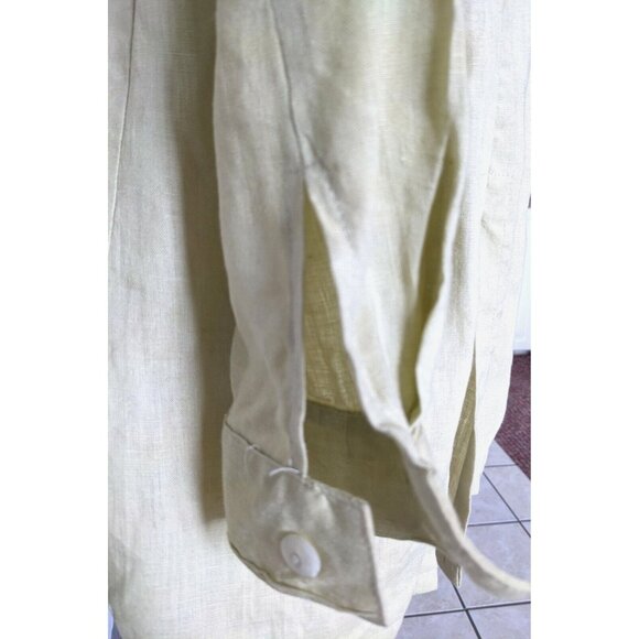 Current Women Long Tunic Oriental Green 100% Linen Button Down Size 8 - Picture 5 of 12